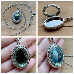 Silver Locket w/ Swarovski Crystals